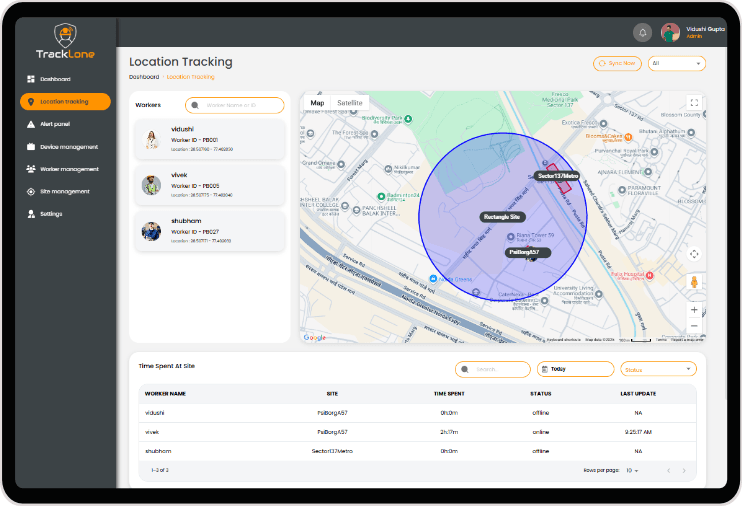 Lone Worker Tracking Dashboard