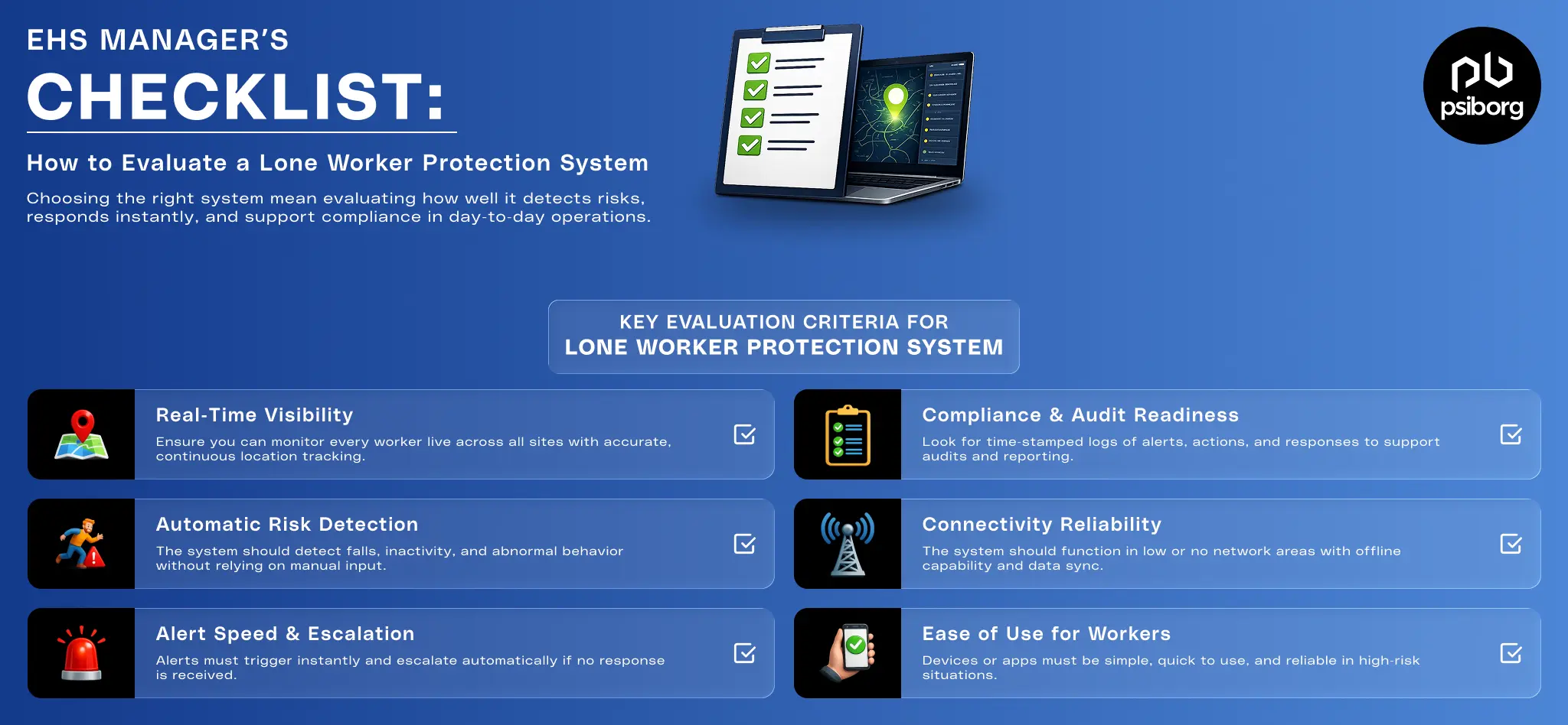 EHS checklist for Lone Worker Safety solution